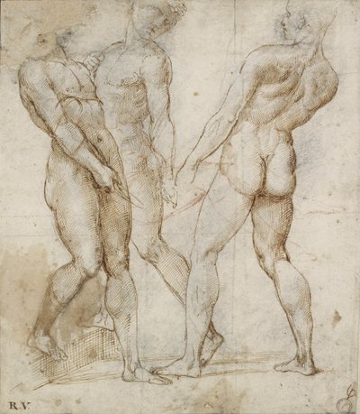 Three Nude Bearers by Raffaello Sanzio Raphael